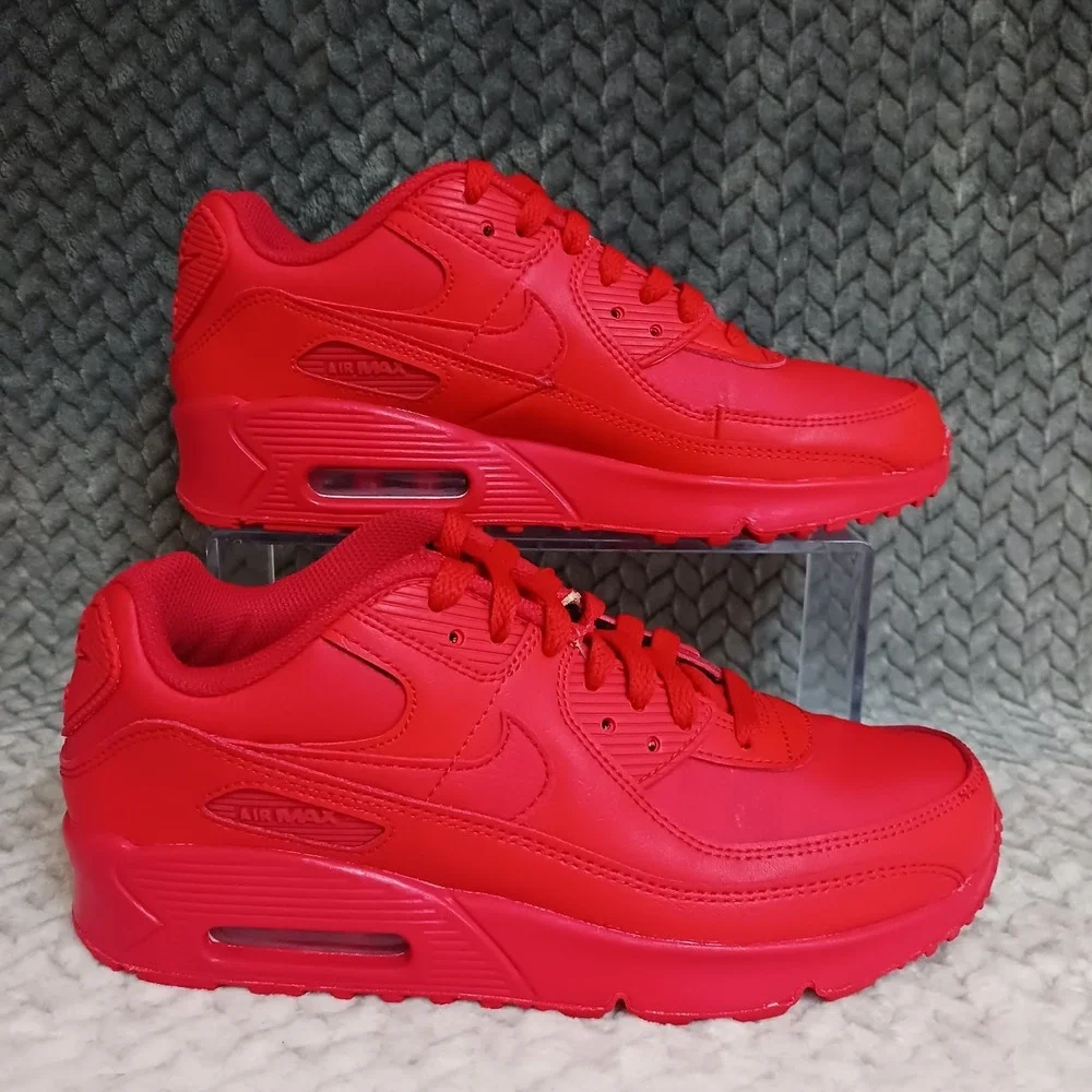 Nike Air Max 90 Leather GS University Red Sneakers Shoes Size 6Y Women's 7.5